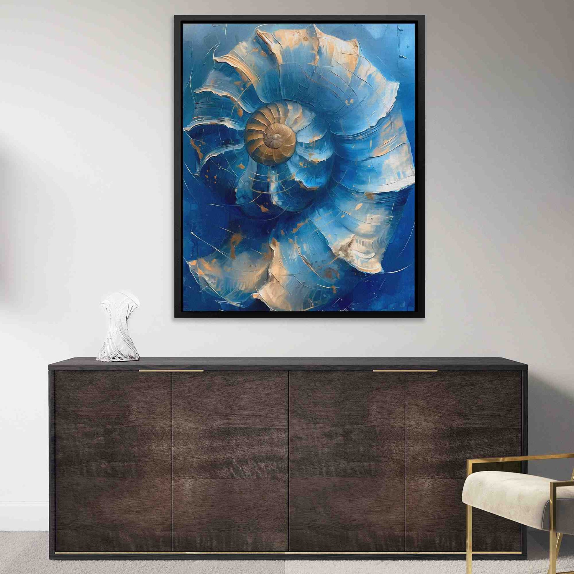 Blue Spiral - Large Abstract Canvas Print