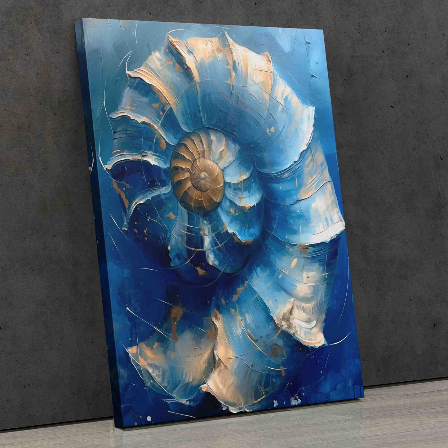 Blue Spiral - Ocean Wall Art in Black Frame