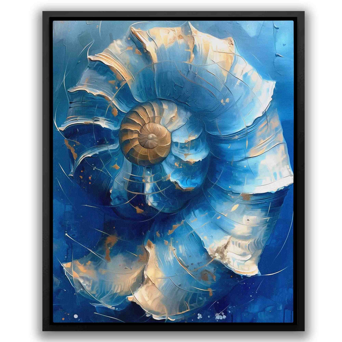 Blue Spiral - Abstract Wall Art in Black Frame
