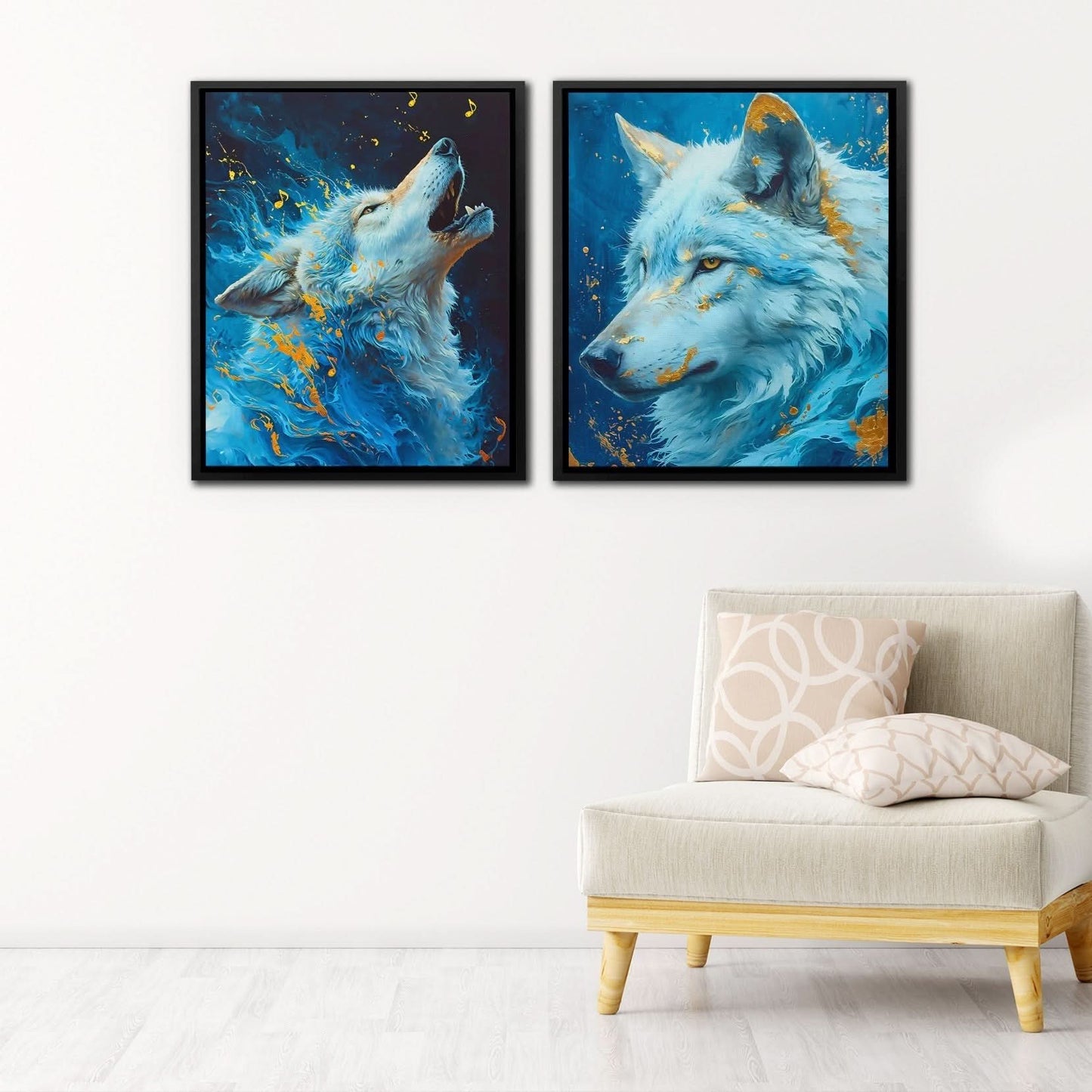 Blue Spirit Wolves - Animals Art for Bedroom