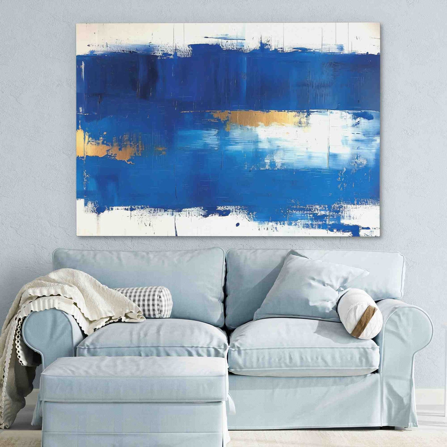 Blue Stroke - Abstract Wall Art in Black Frame
