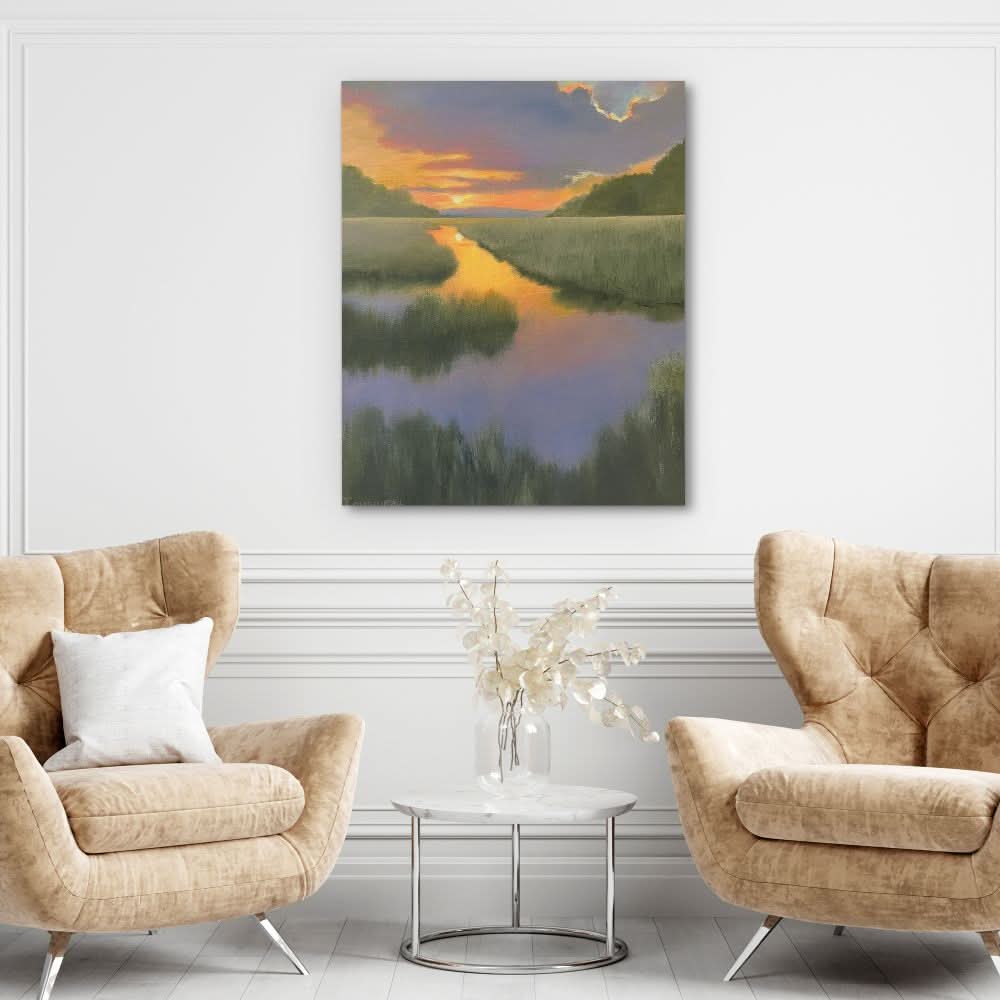 Blue-Violet and Orange Sunset - Denise Cousineau Art for Bedroom