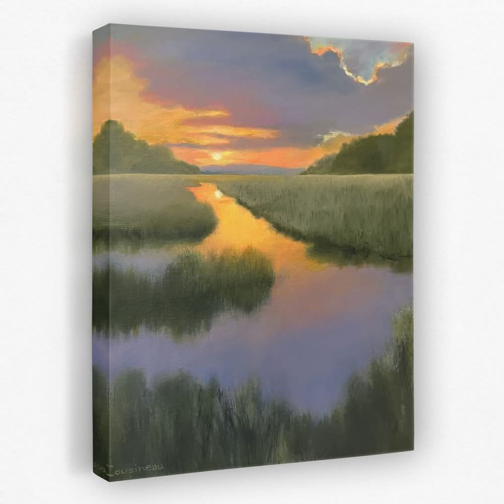 Blue-Violet and Orange Sunset - Denise Cousineau Canvas Wall Art