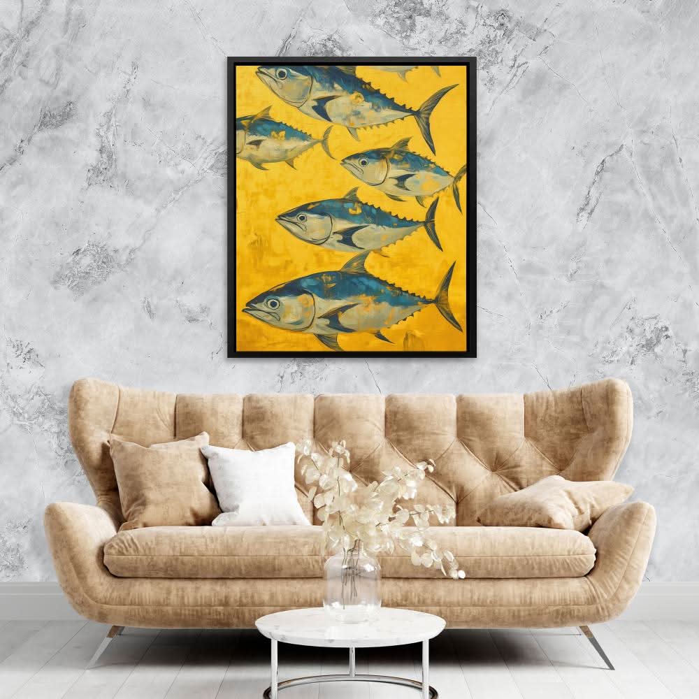 Bluefin Tuna School - Large Modern Canvas Print