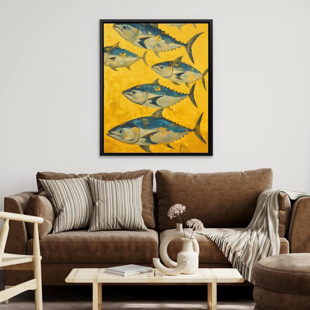 Bluefin Tuna School - Coastal Art for Dining Room