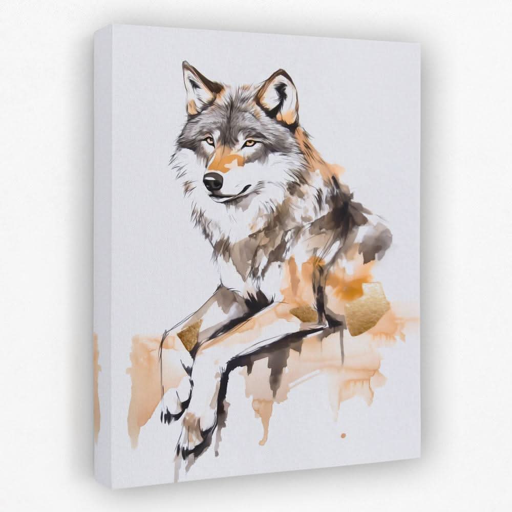 Blush and Gold Wolf - Nature Canvas Wall Art