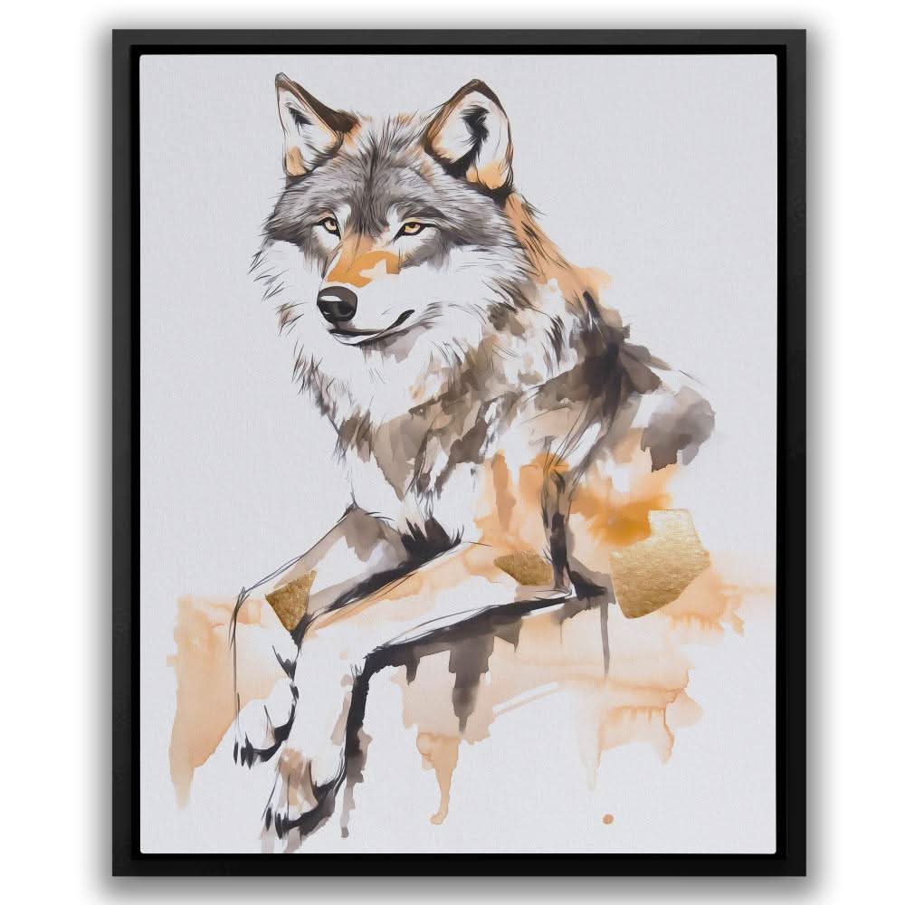 Blush and Gold Wolf - Beige Wolf Canvas Print