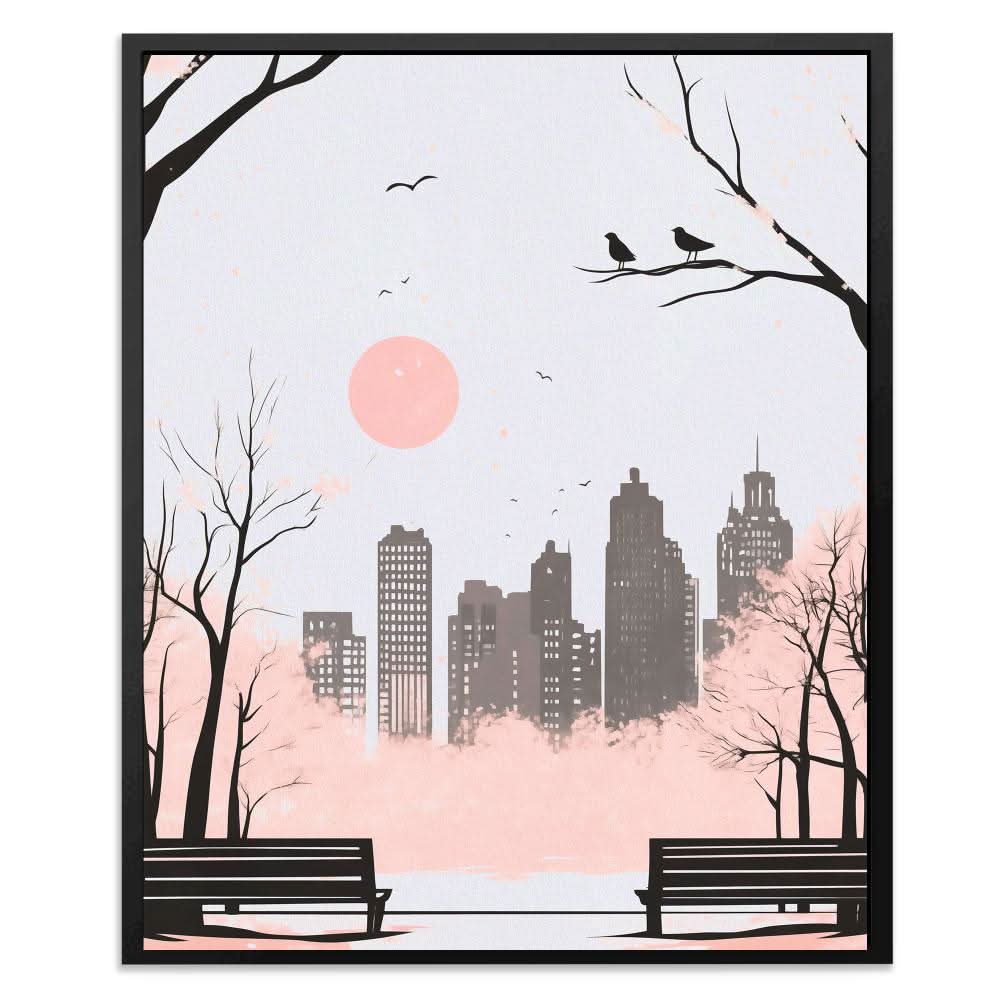 Blush Skyline - Minimalist Pink Canvas Wall Art