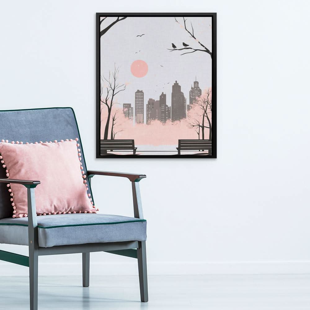 Blush Skyline - Large Minimalist Canvas Print