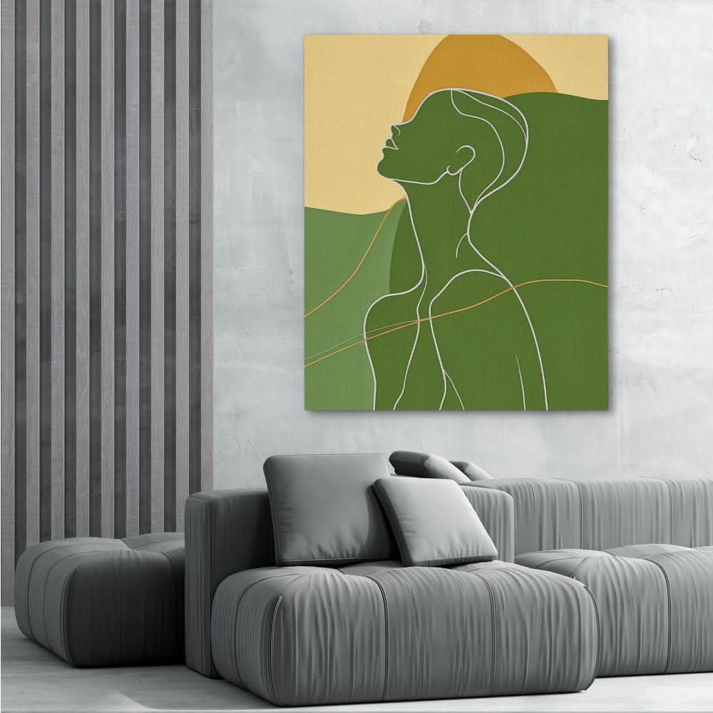 Body Bliss - Figurative Green Canvas Wall Art