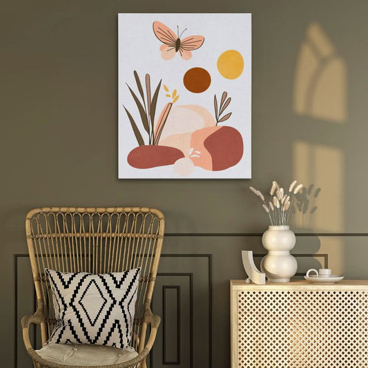 Boho Butterfly Art - Bohemian Wall Art in Black Frame