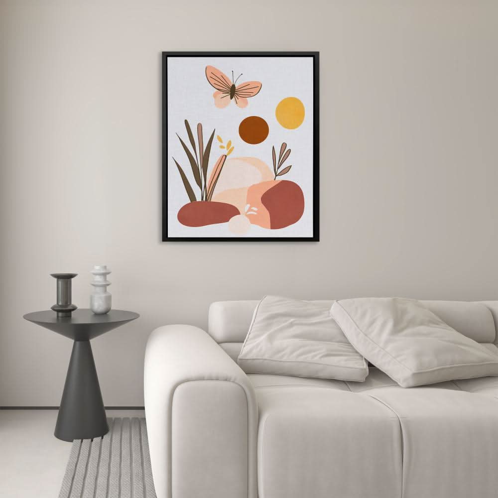 Boho Butterfly Art - Nature Wall Art in Black Frame