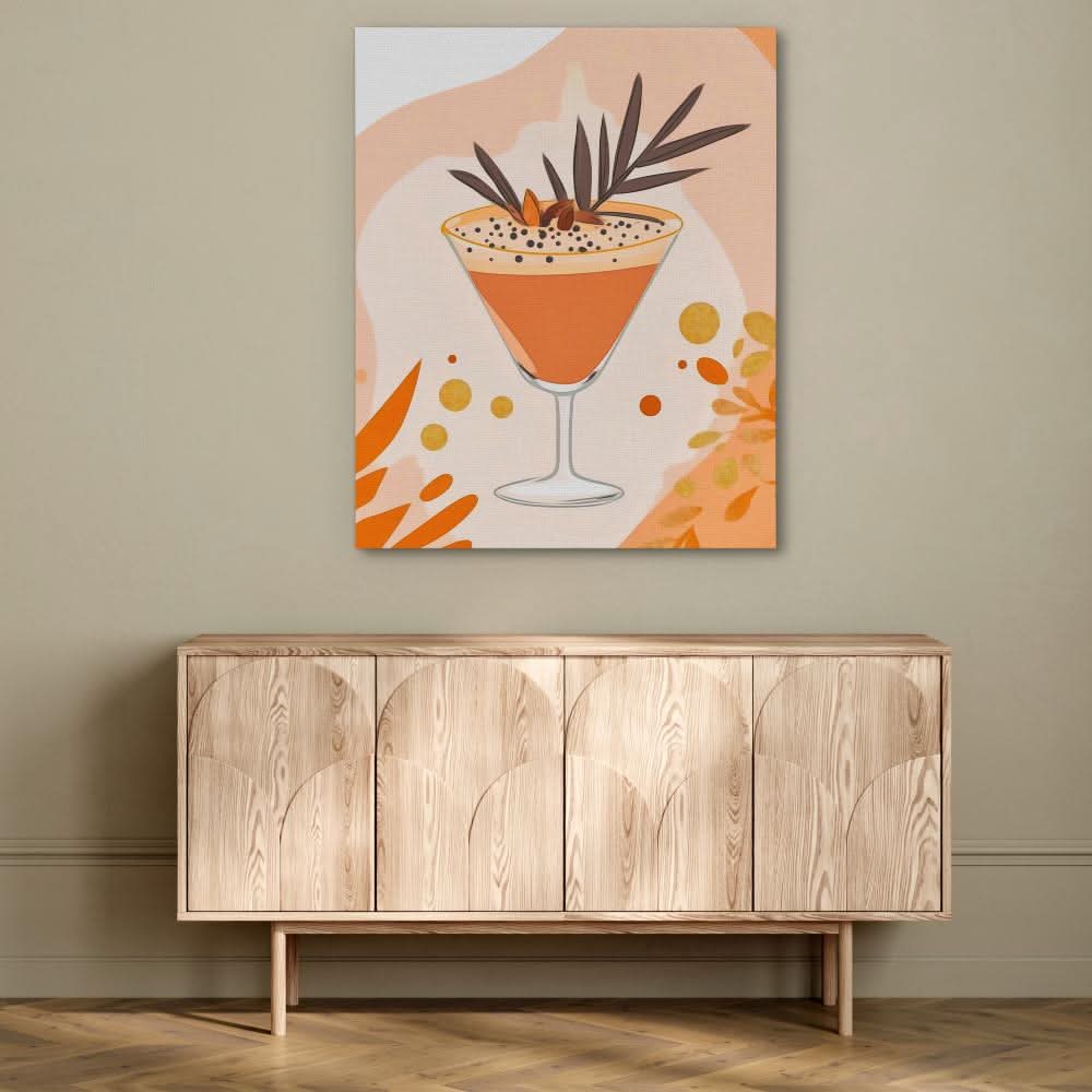 Boho Drink Art - Minimalist Brown Canvas Wall Art