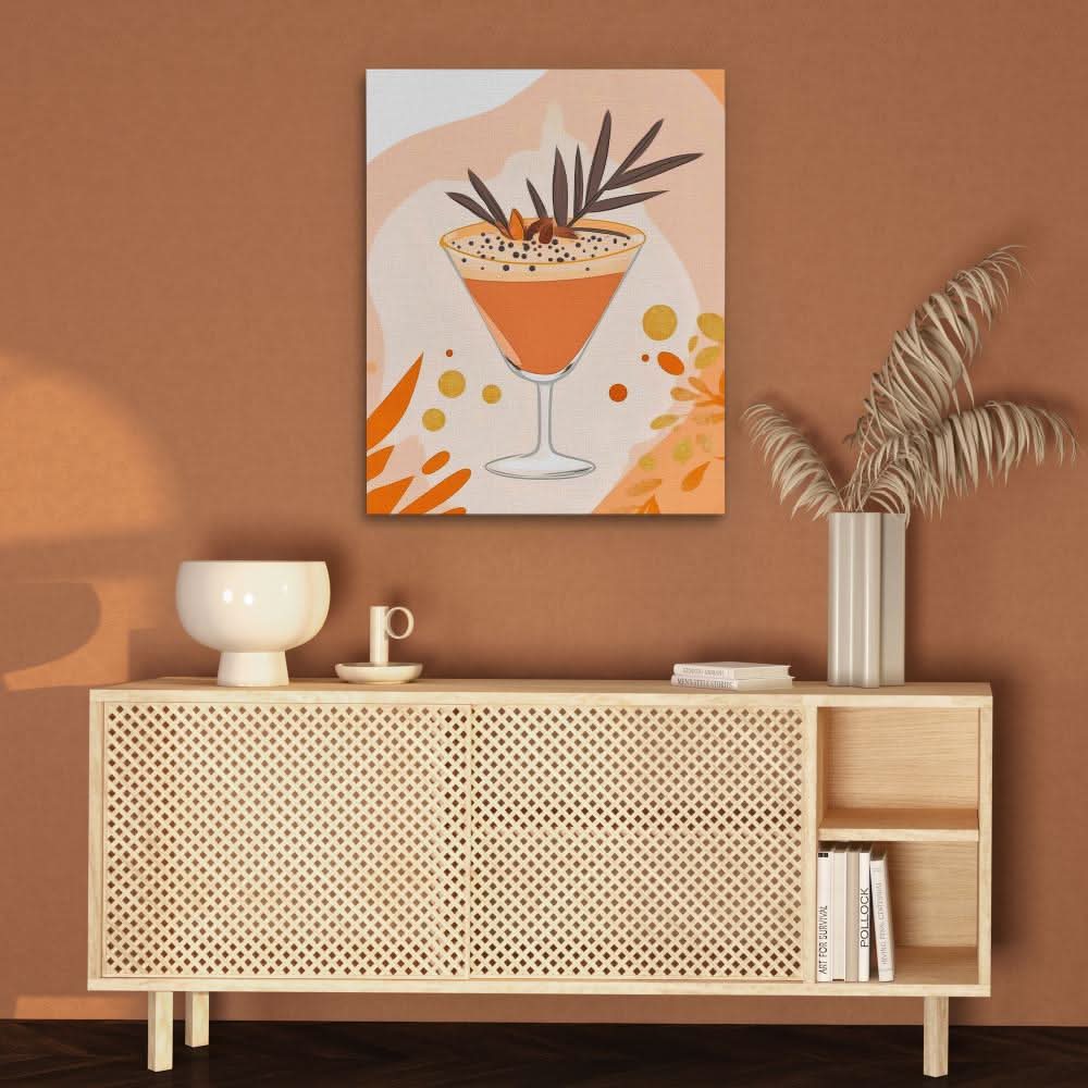 Boho Drink Art - Beige Canvas Print