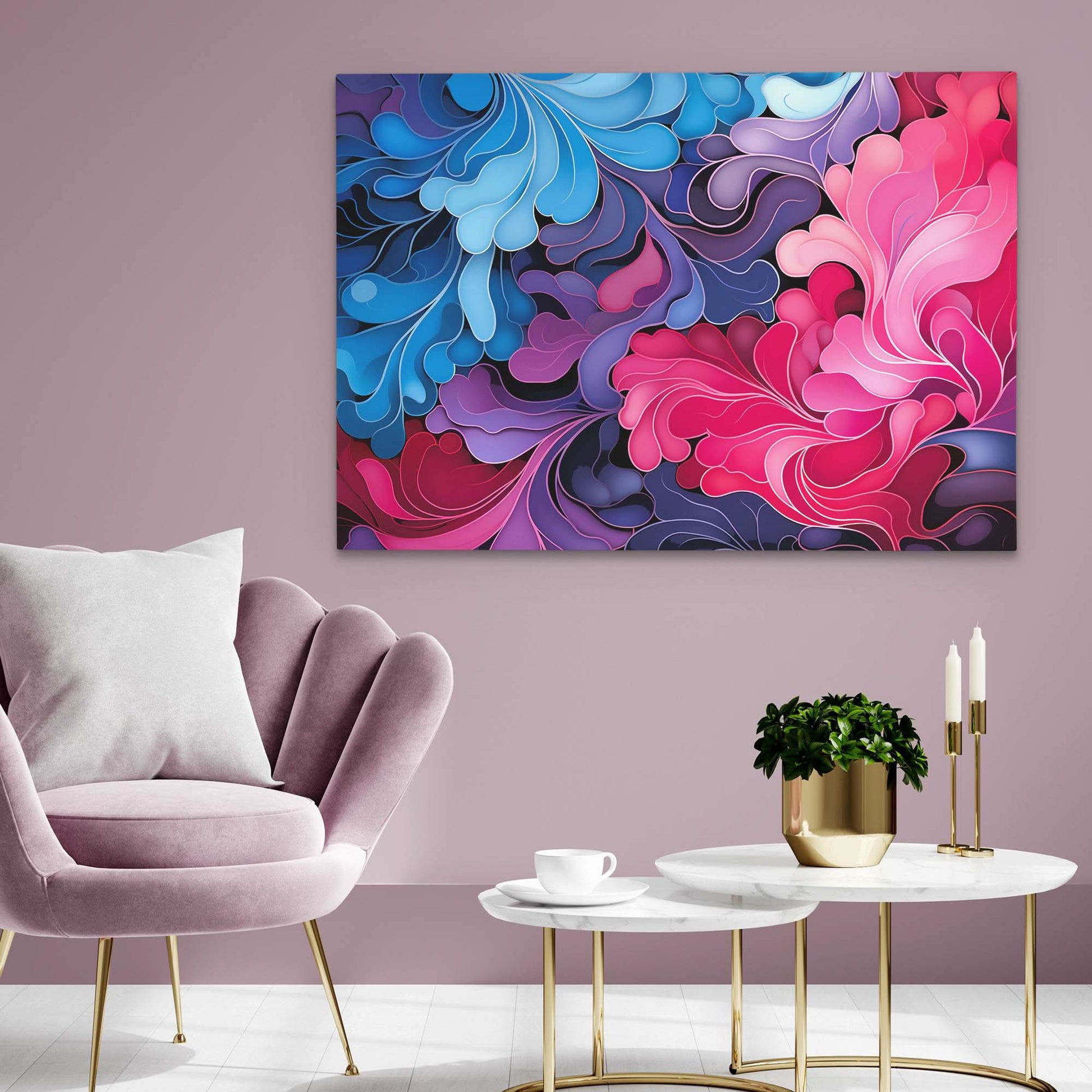 Bold Blush - Blue Wall Art for Living Room