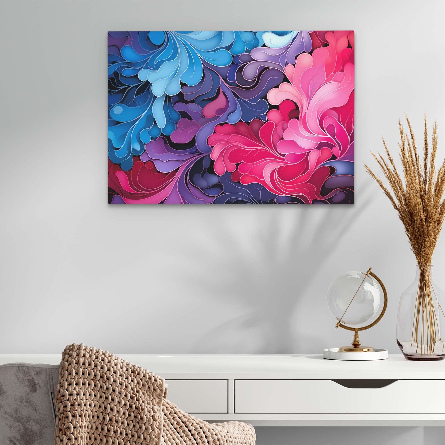 Bold Blush - Abstract Wall Art in Black Frame