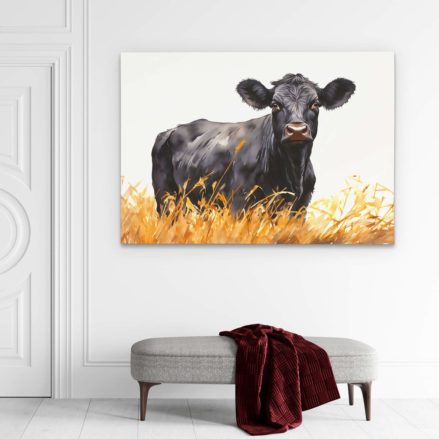 Bold Bovine - Black Canvas Wall Art