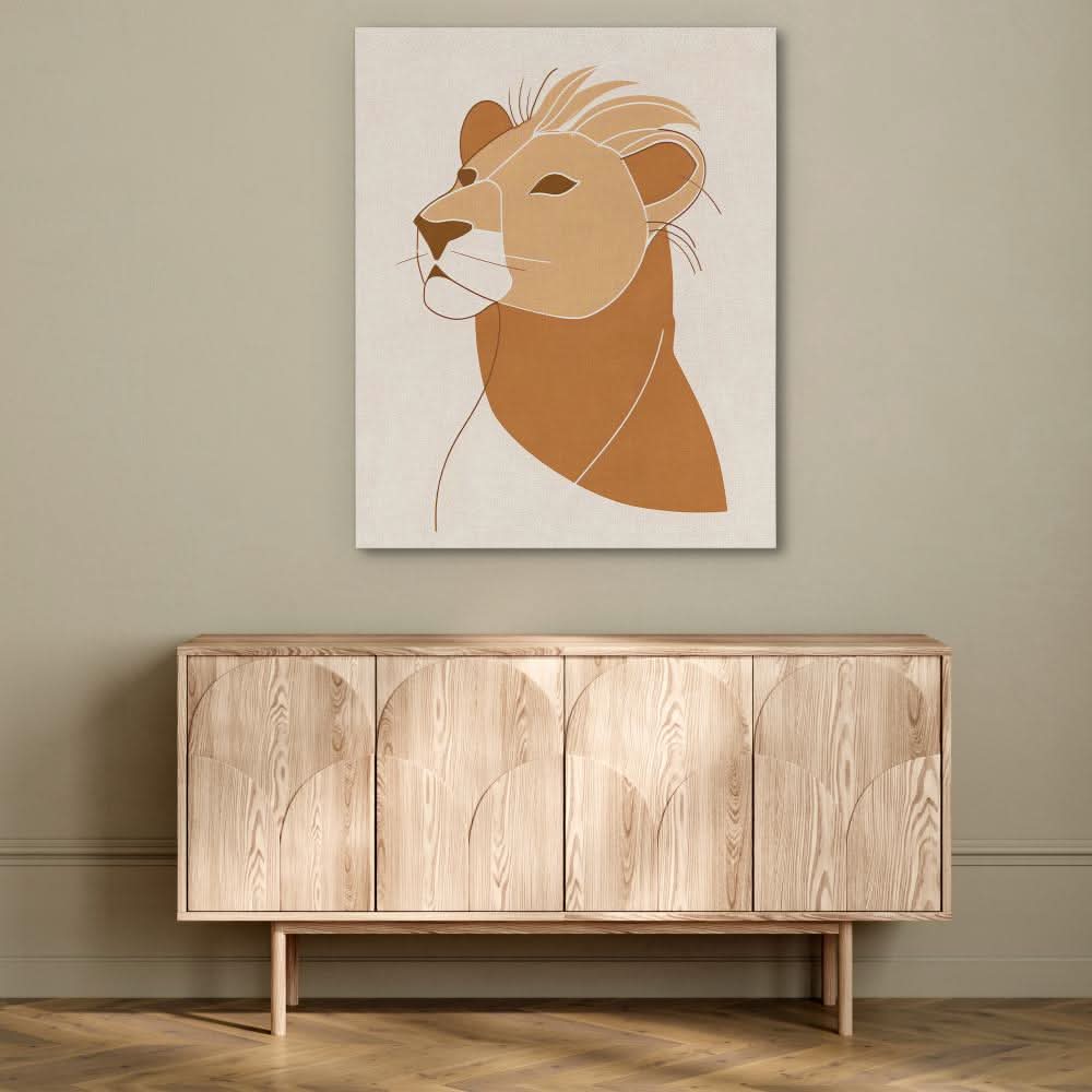 Bold Lioness - Beige Wall Art for Living Room