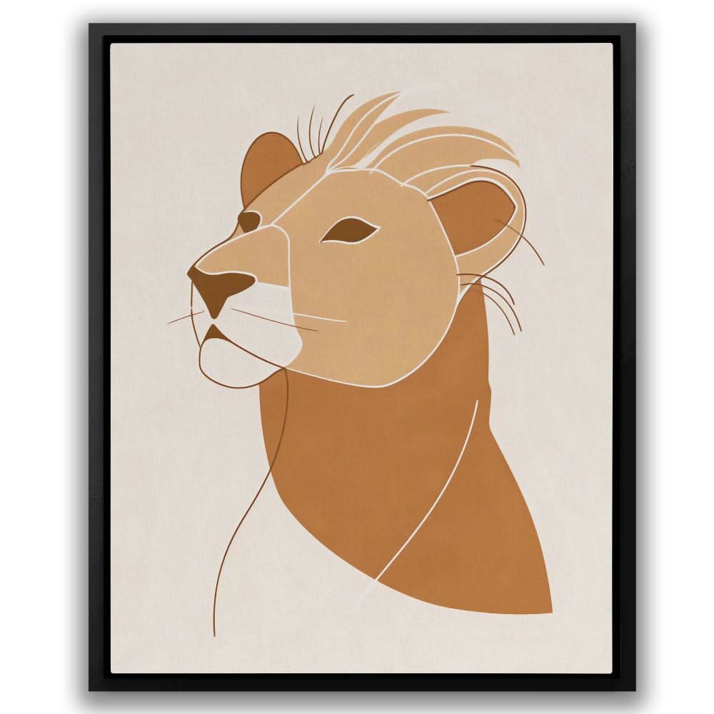 Bold Lioness - Beige Doodle Canvas Print