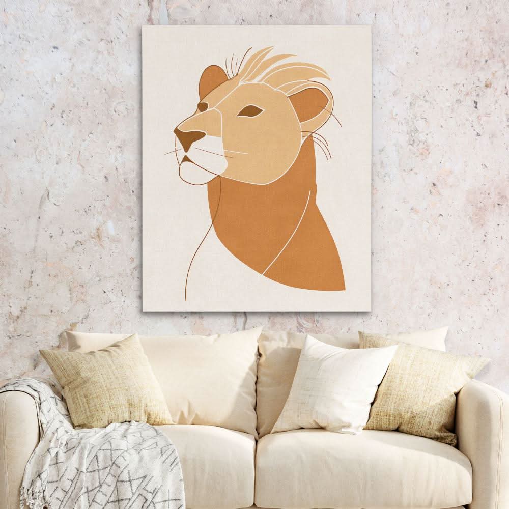 Bold Lioness - Doodle Wall Art in Black Frame