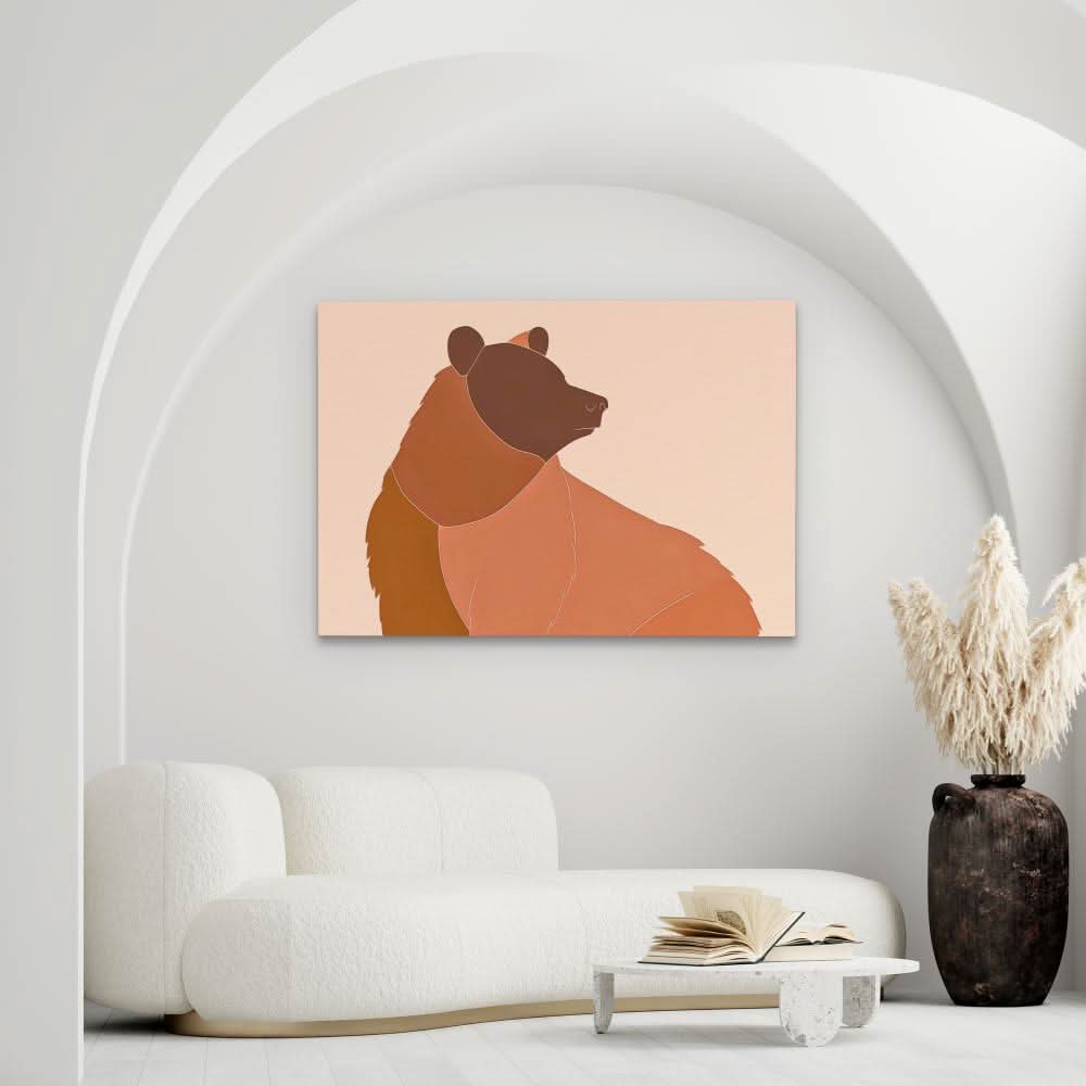 Bored Brown Bear - Minimalist Brown Canvas Wall Art