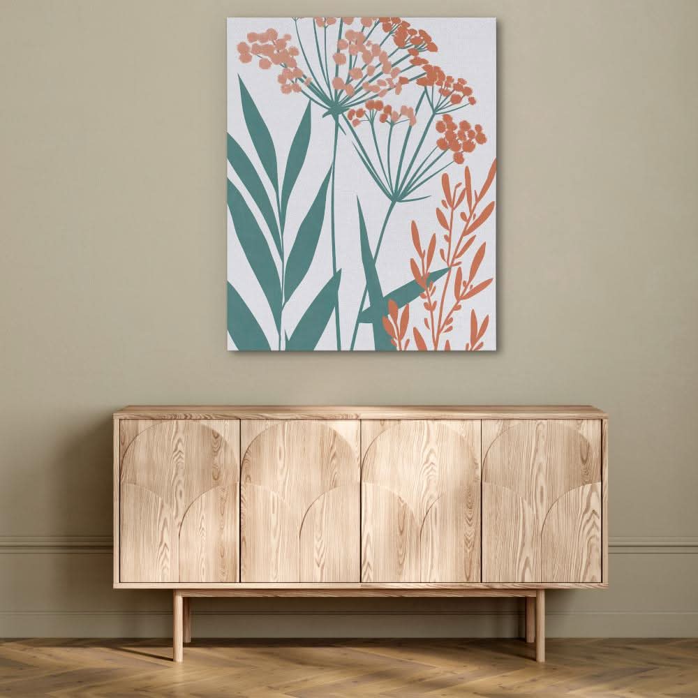 Botanical Harmony - Flowers Wall Art in Black Frame