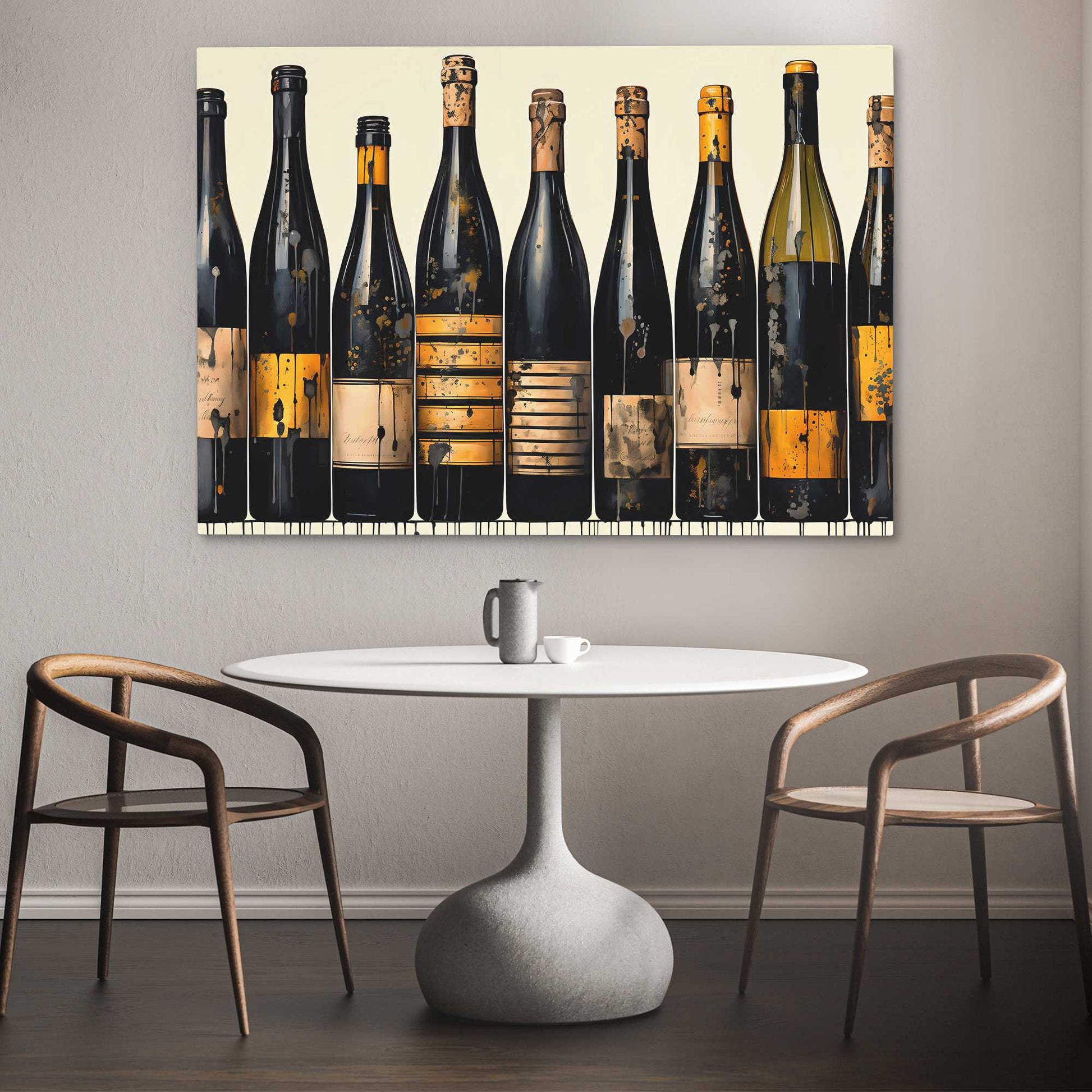 Bottle Harmony - Beige Canvas Wall Art