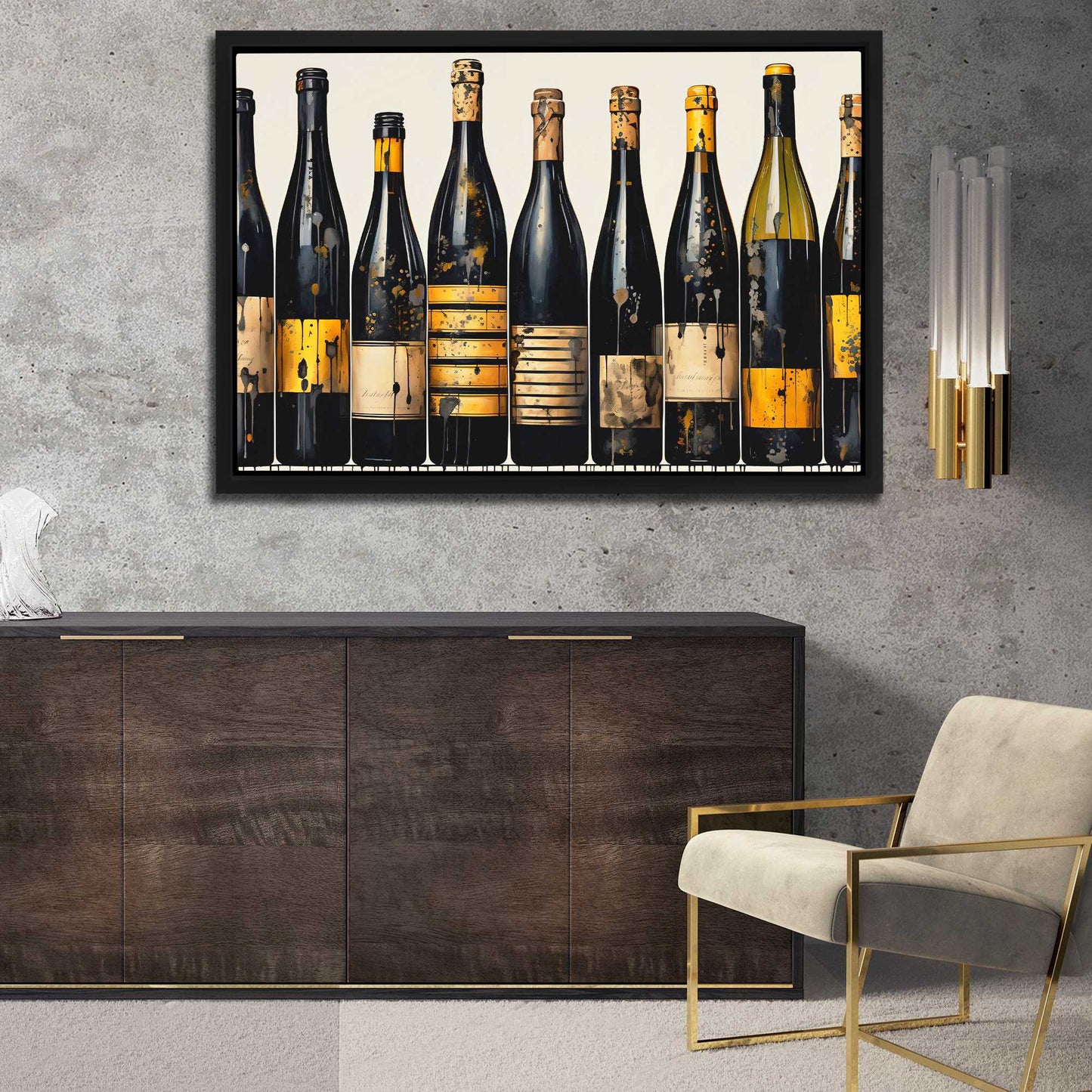 Bottle Harmony - Wine Wall Art in Black Frame