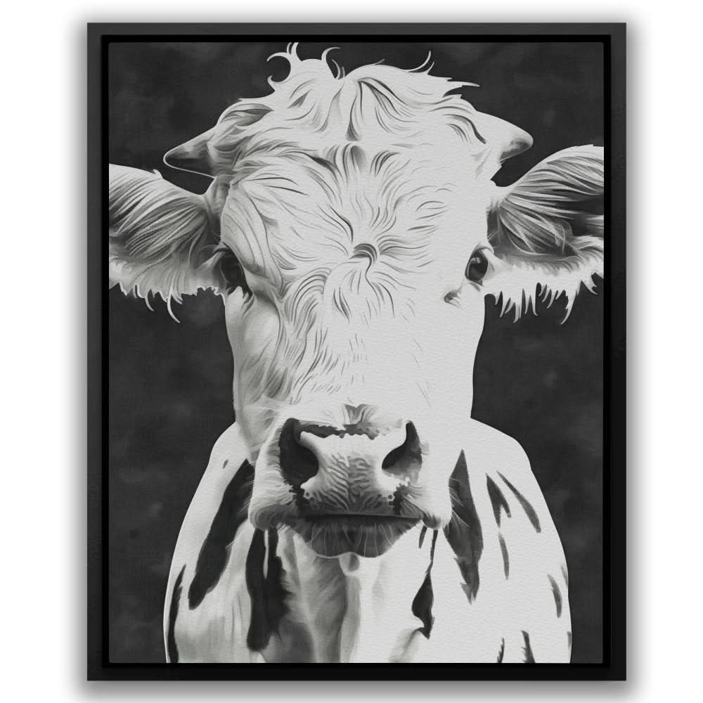 Bovine Portrait - Neutral Canvas Wall Art