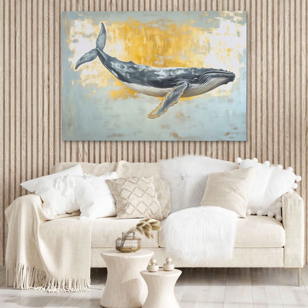 Breach of Light - Minimalist Gold Canvas Wall Art