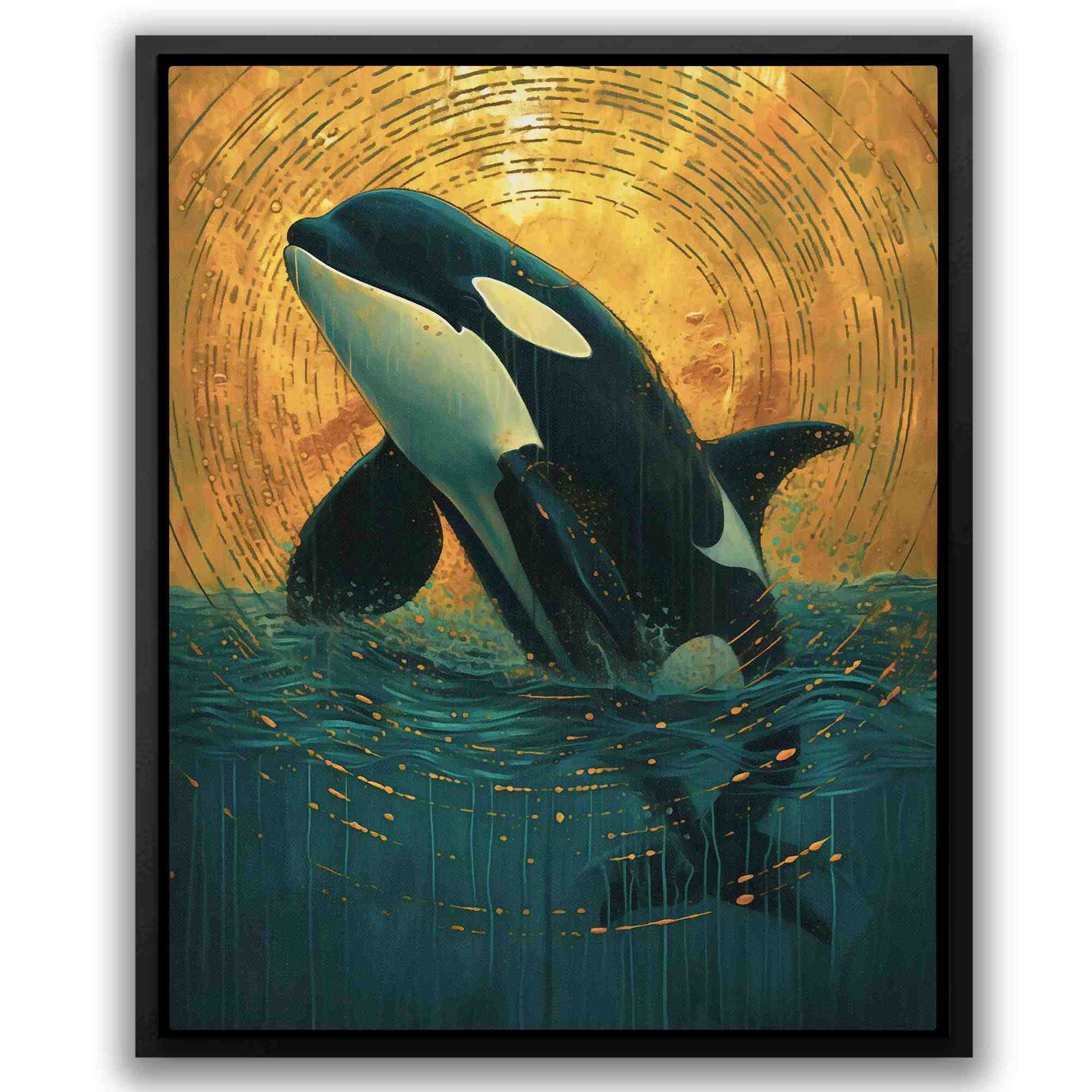 Breaching Orca - Black Ocean Canvas Print