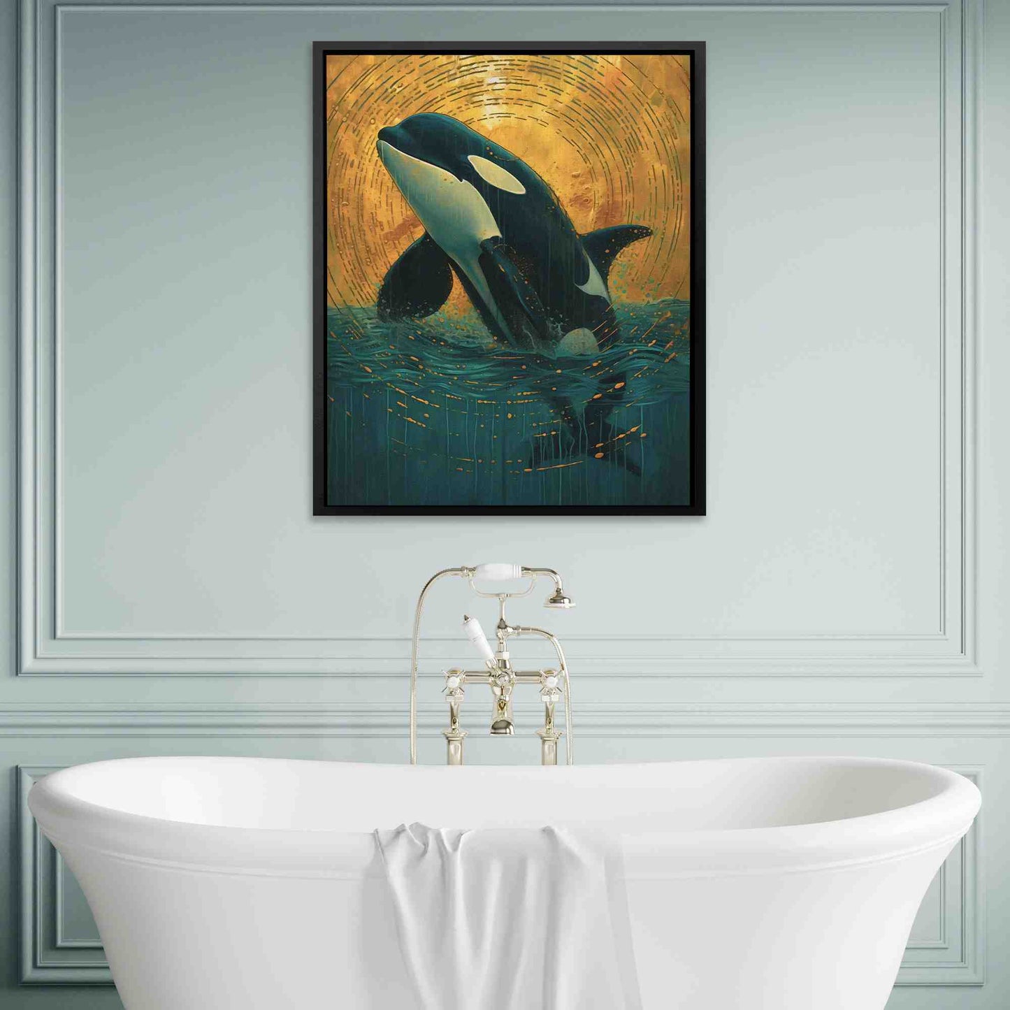 Breaching Orca - Wall Art in Black Frame