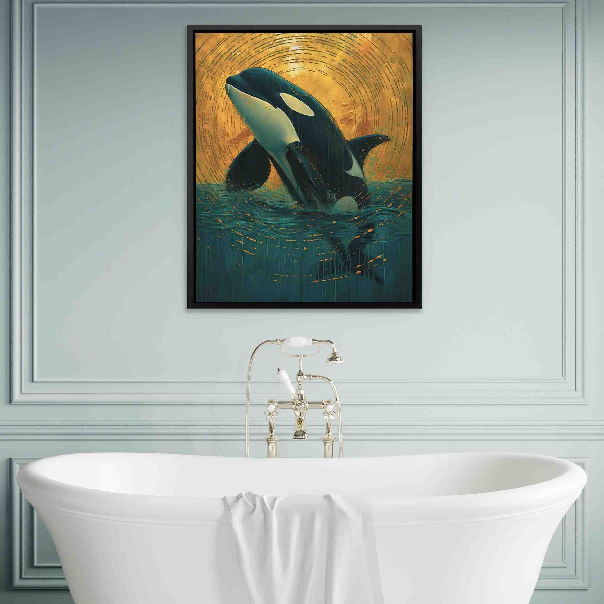 Breaching Orca - Wall Art in Black Frame
