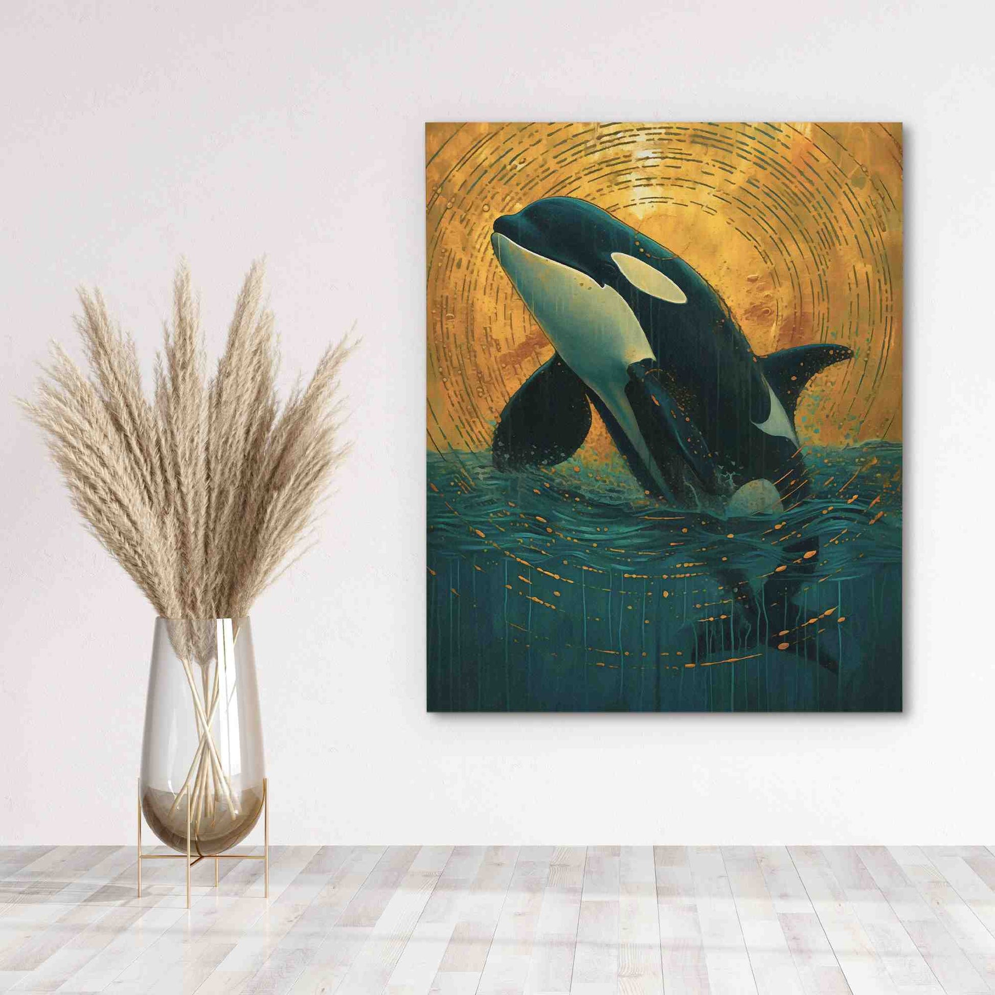Breaching Orca - Ocean Wall Art in Black Frame