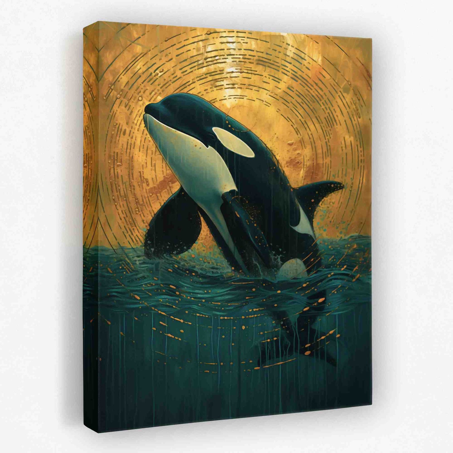Breaching Orca - Animals Canvas Wall Art