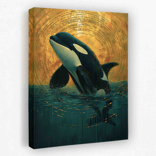 Breaching Orca - Animals Canvas Wall Art