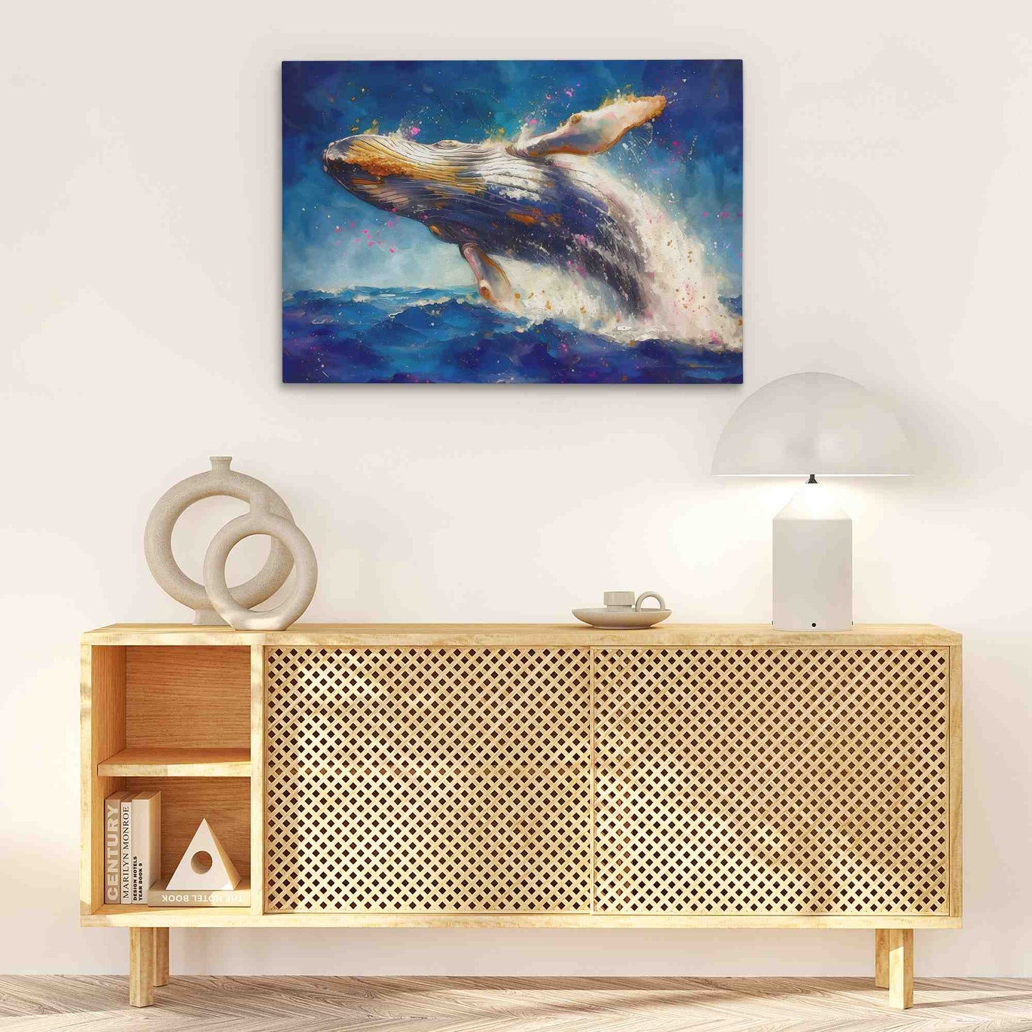 Breaching Whale - Humpback Whale Wall Art in Black Frame