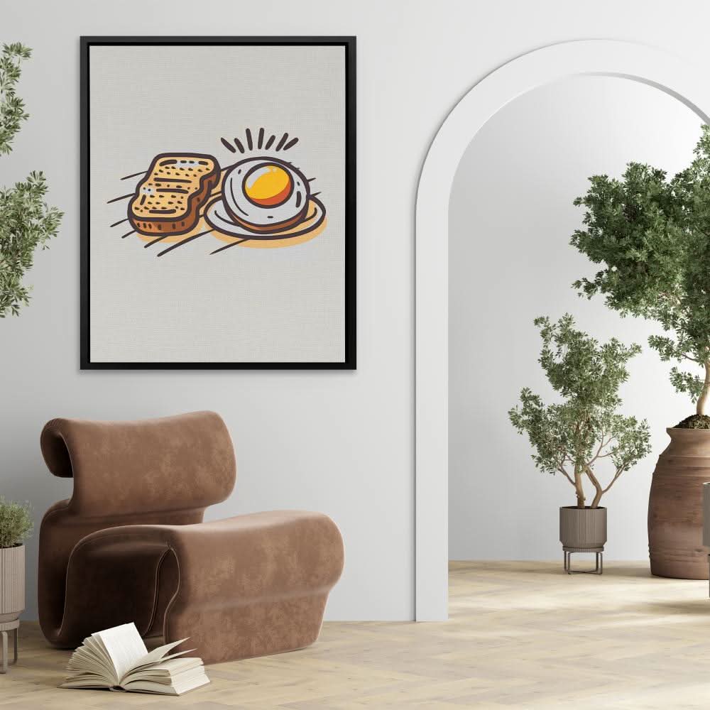 Breakfast Toast - Simple Beige Canvas Wall Art