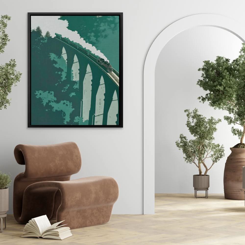 Bridge to Nowhere - Green Trains Canvas Print