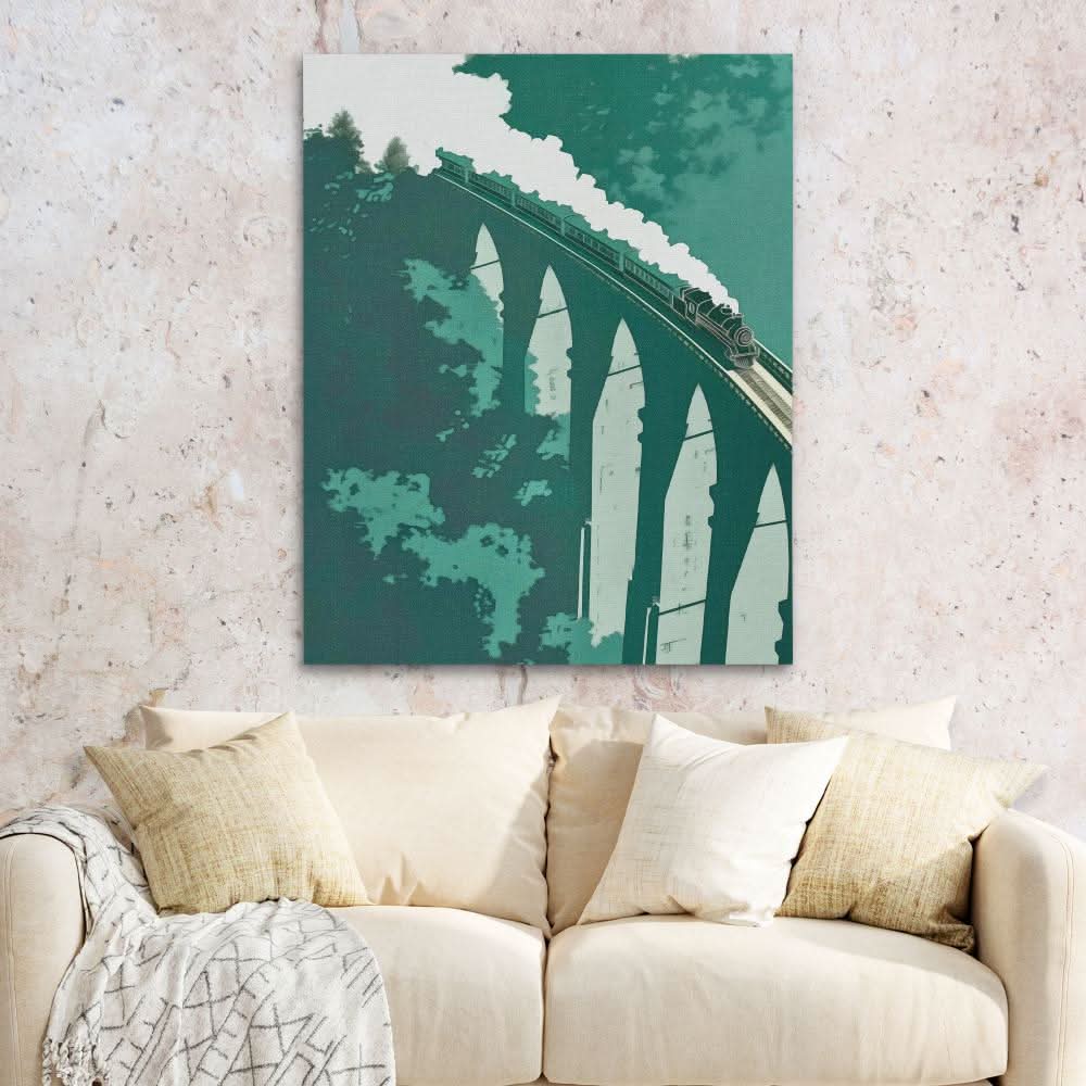 Bridge to Nowhere - Green Wall Art for Dining Room