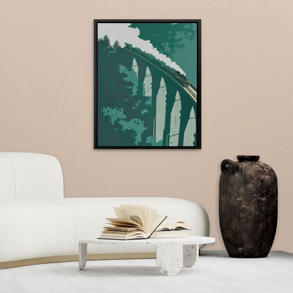 Bridge to Nowhere - Trains Wall Art in Black Frame