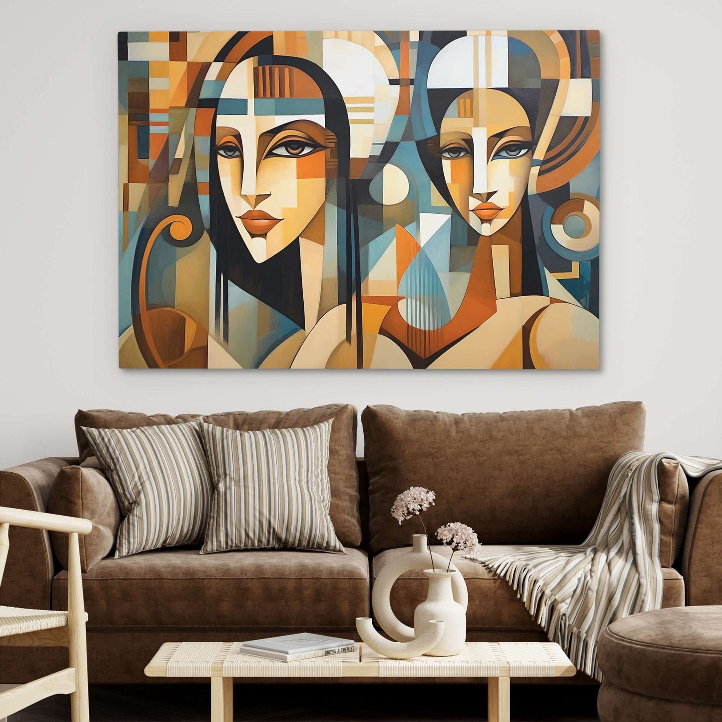 Bright Eyed Goddesses - Beige Canvas Print