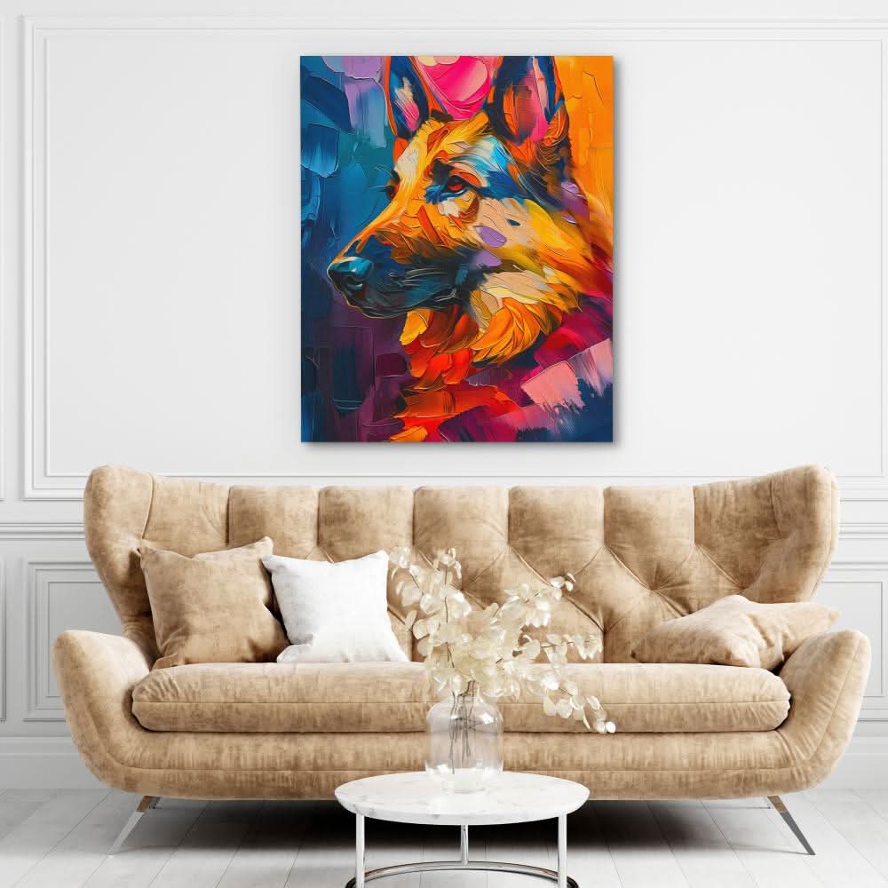 Brilliant German Shepherd - Blue Dog Canvas Print