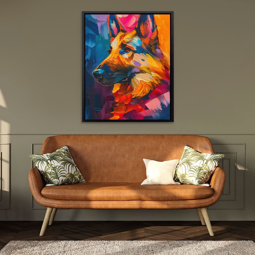 Brilliant German Shepherd - Modern Colorful Canvas Wall Art
