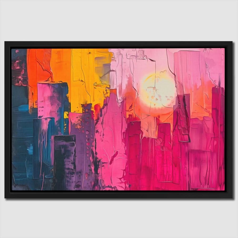 Broken City - Abstract Pink Canvas Wall Art