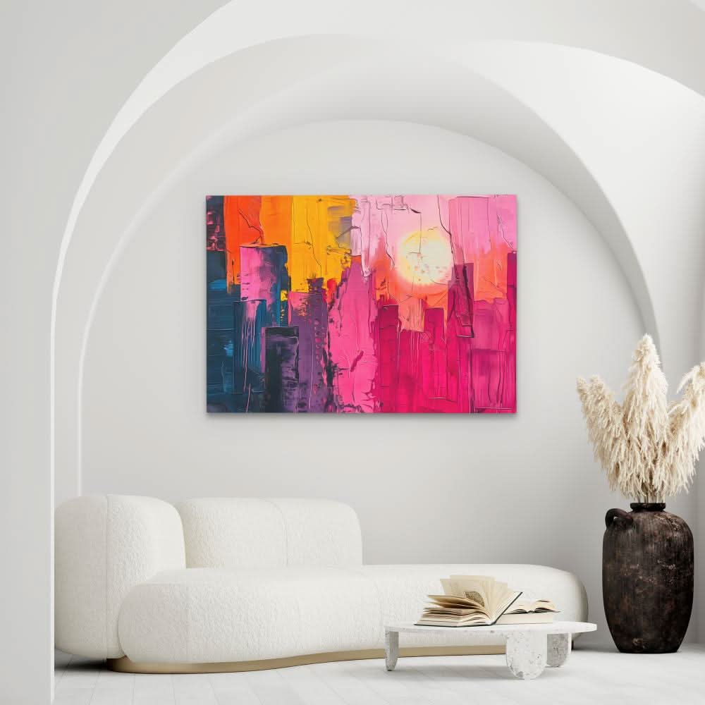Broken City - Pink Wall Art for Living Room