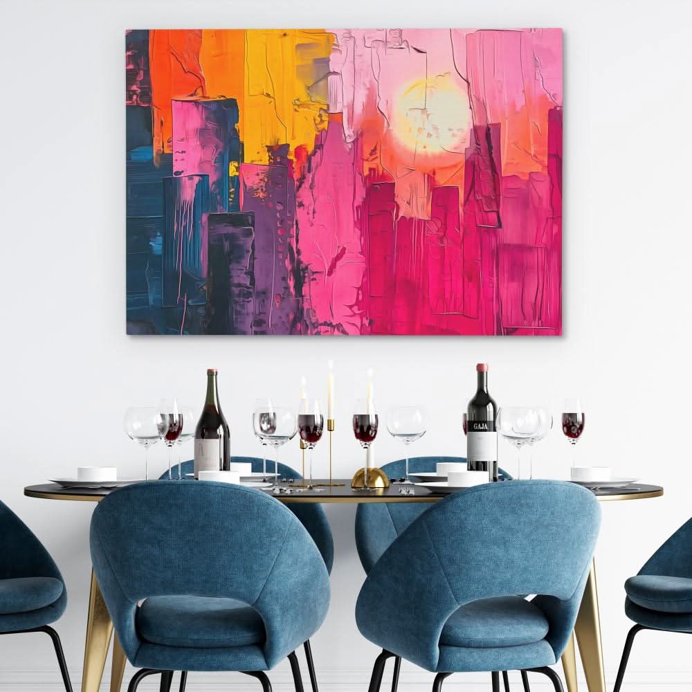 Broken City - Sunset Wall Art in Black Frame