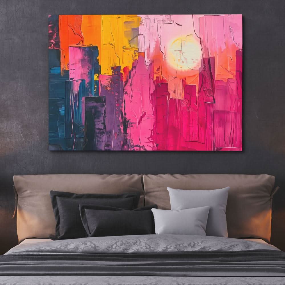 Broken City - Abstract Wall Art in Black Frame