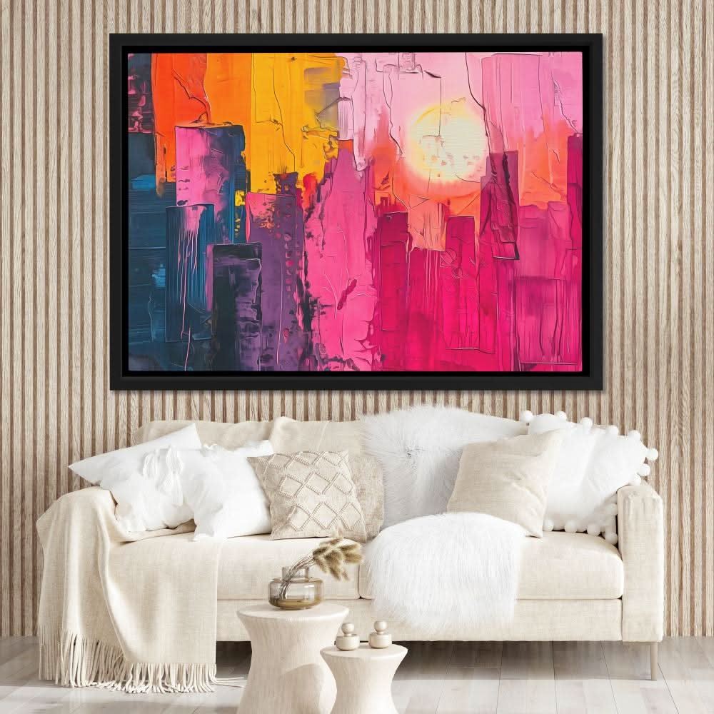 Broken City - Pink Sunset Canvas Print