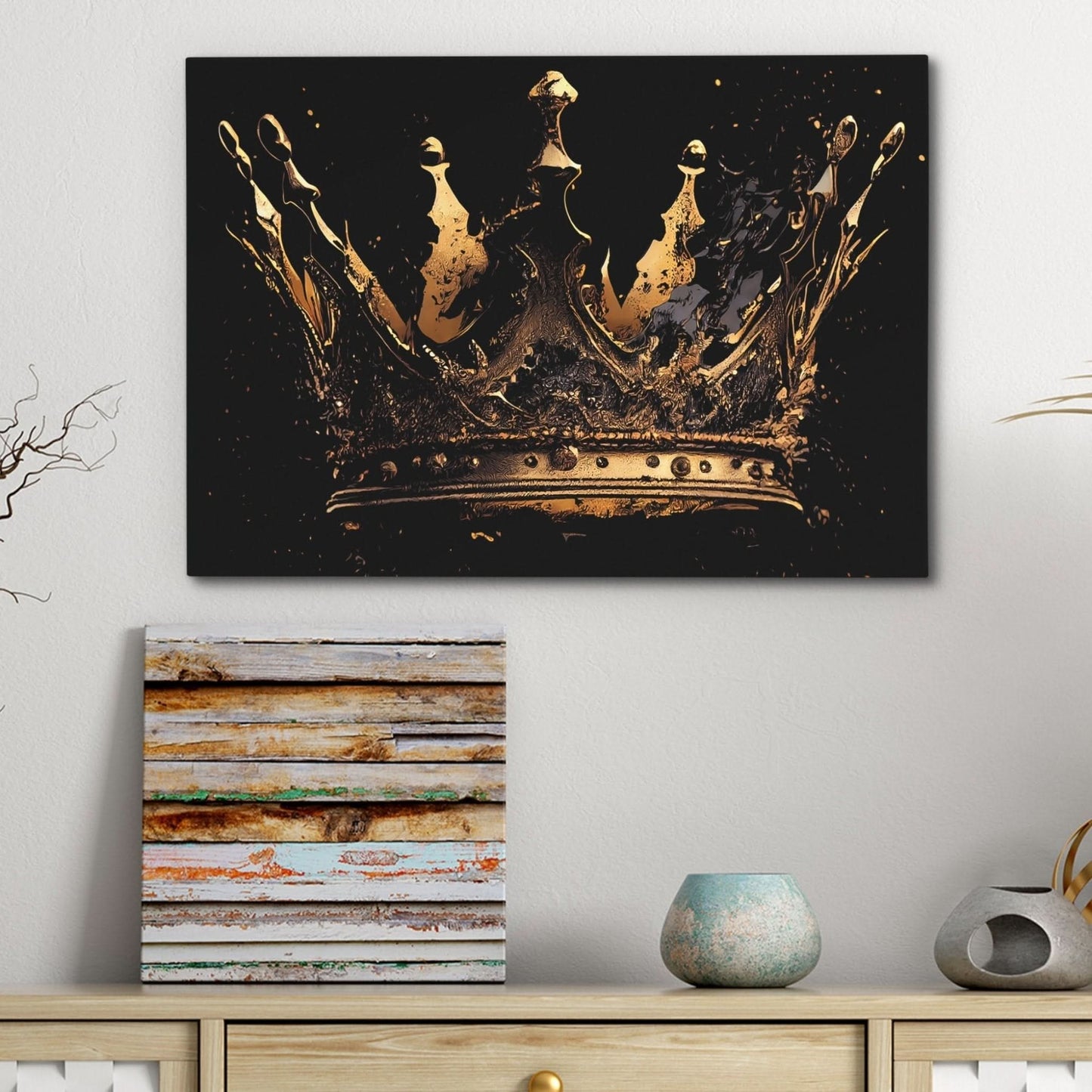 Broken Gothic Crown - Wall Art in Black Frame